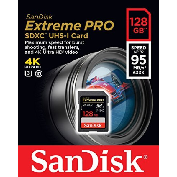 Карта пам’яті SanDisk 128 ГБ SDXC C10 UHS-I U3 R95 МБ/с 4K Extreme Pro